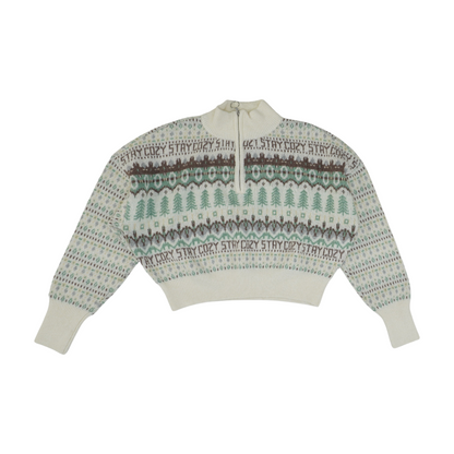 Ivory Graphic 1/4 Zip Sweater