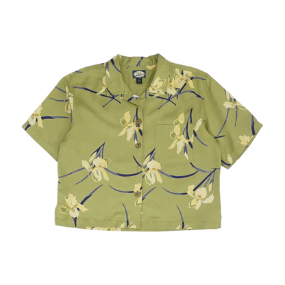 Green Floral Button Down