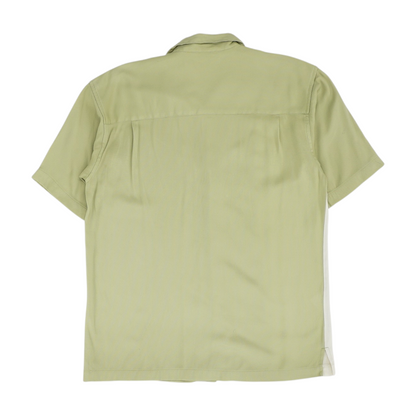 Green Solid Short Sleeve Button Down