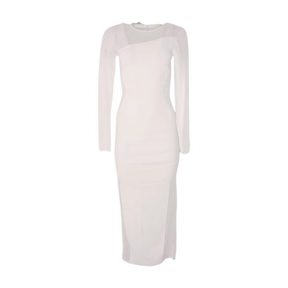 White Long Sleeve Compact Knit Miracle Dress