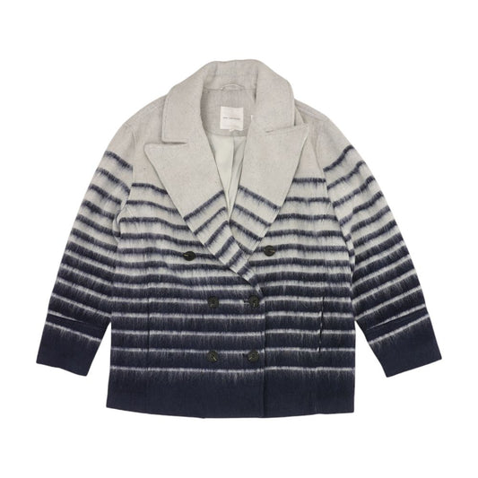 Navy Striped Peacoat Coat