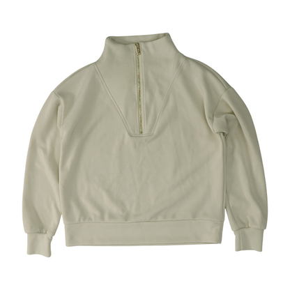 Beige Solid 1/4 Zip Pullover