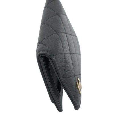 Black Quilted Leather Card Case and ID Holder