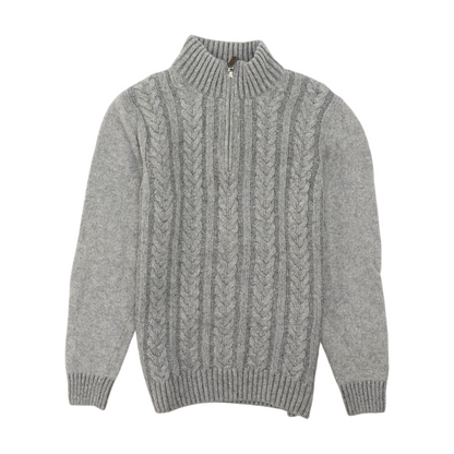 Gray Solid 1/4 Zip Sweater