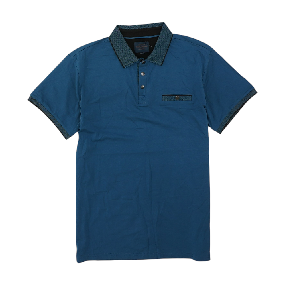 Blue Solid Short Sleeve Polo