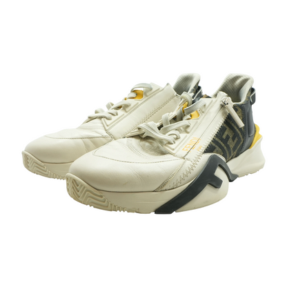 White Leather Fendi Flow Low-Top Sneakers