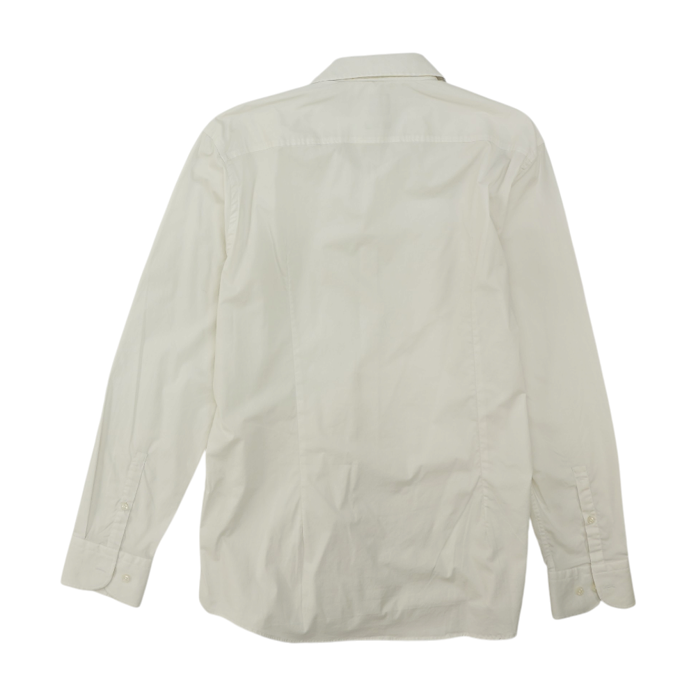 White Solid Long Sleeve Button Down