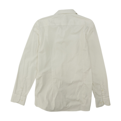 White Solid Long Sleeve Button Down