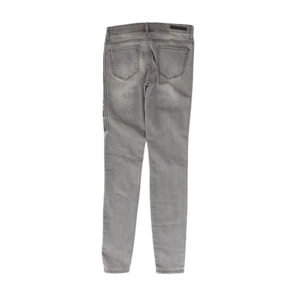 Gray Solid Mid Rise Skinny Leg Jeans