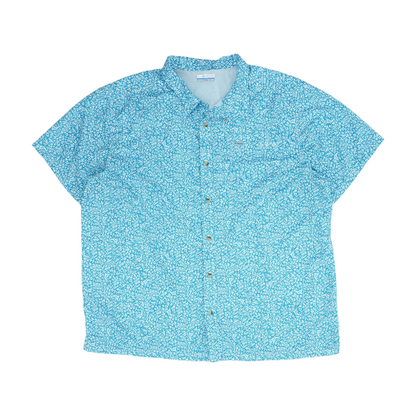 Turquoise Print Short Sleeve Button Down