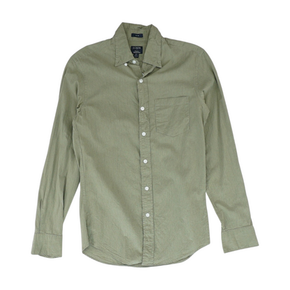 Green Solid Long Sleeve Button Down