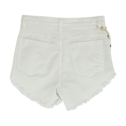 White Solid Denim Shorts