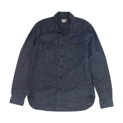 Navy Striped Long Sleeve Button Down