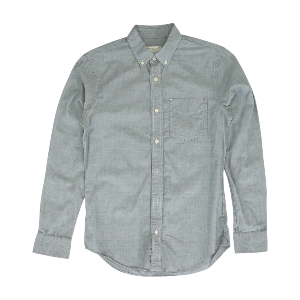 Gray Solid Long Sleeve Button Down