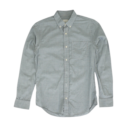 Gray Solid Long Sleeve Button Down