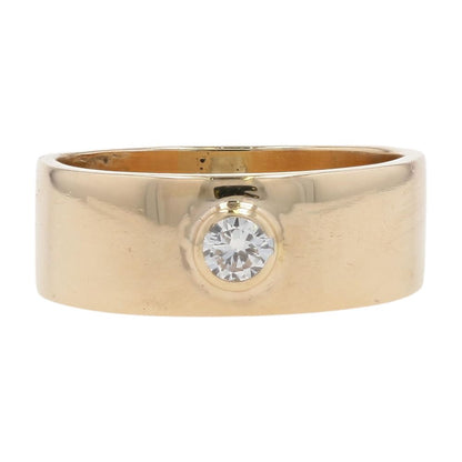 1/3 Ct 14K Gold Bezel Set Diamond On Wide Flat Band