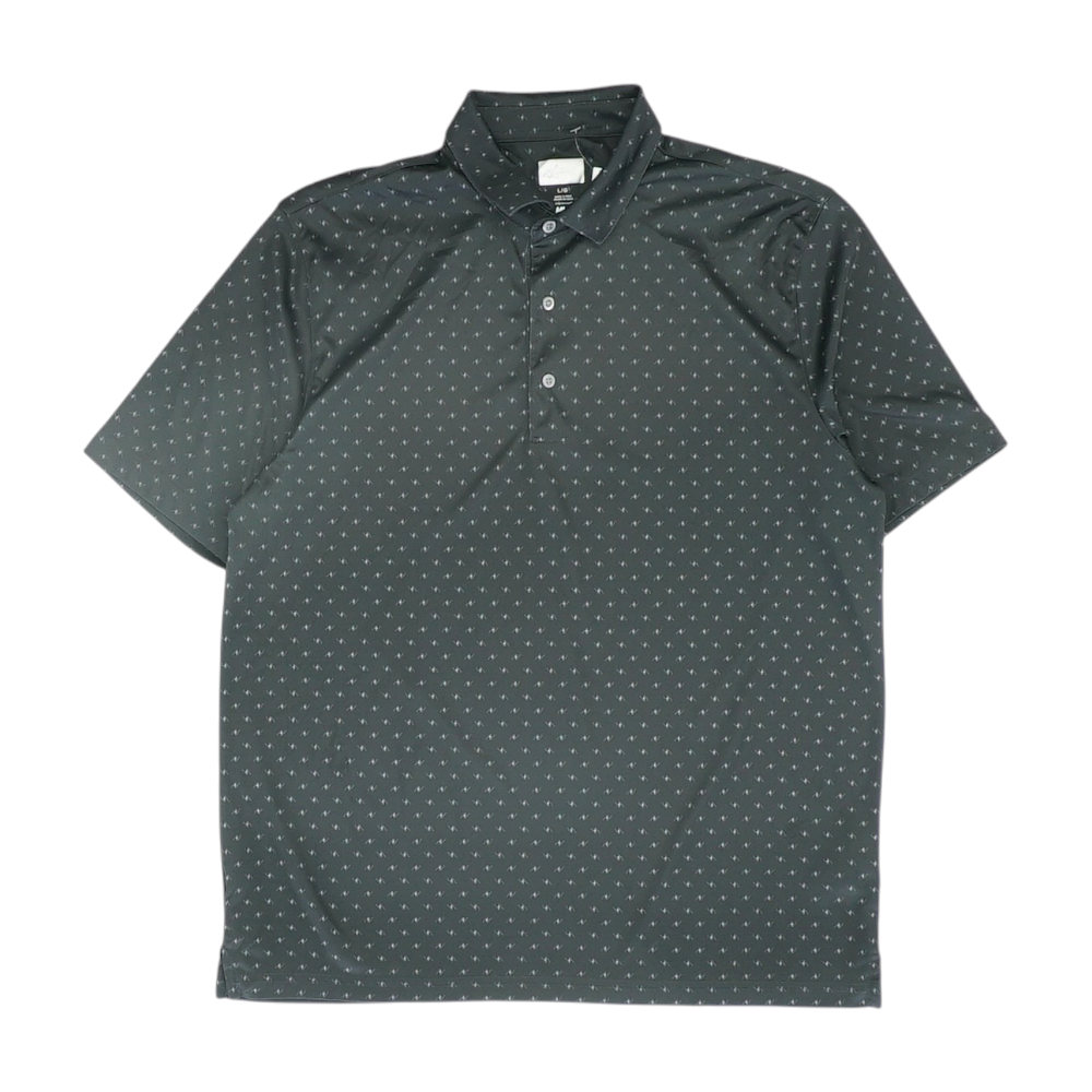 Black Print Short Sleeve Polo