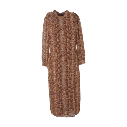 Tan Animal Print Midi Dress