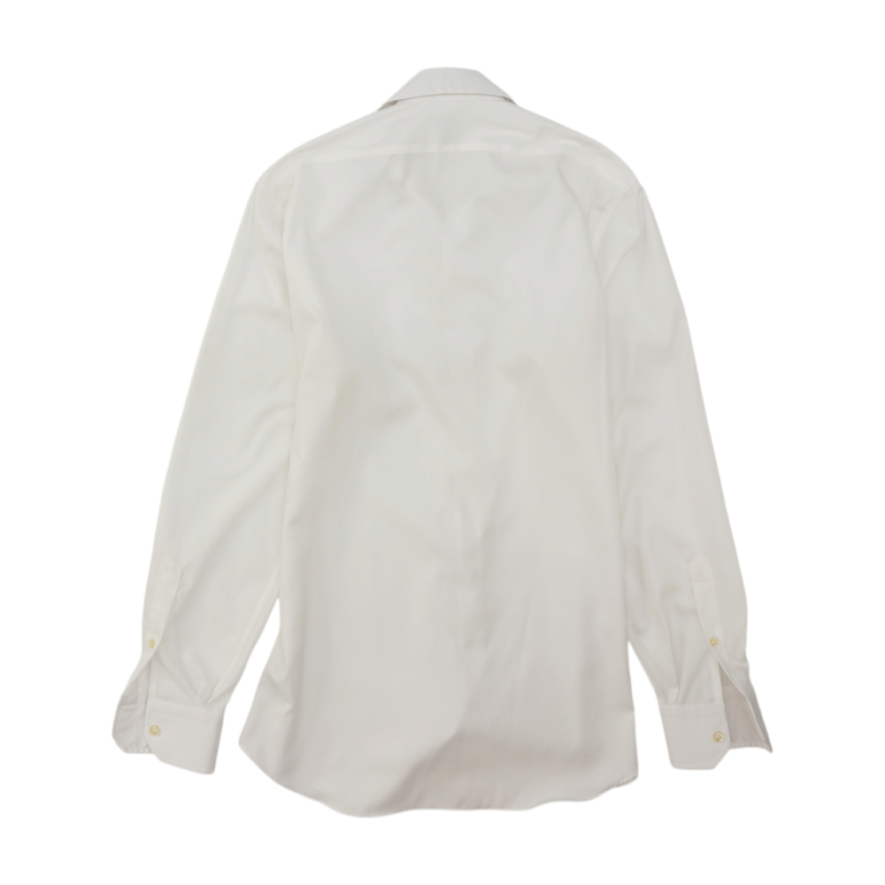 White Solid Long Sleeve Button Down