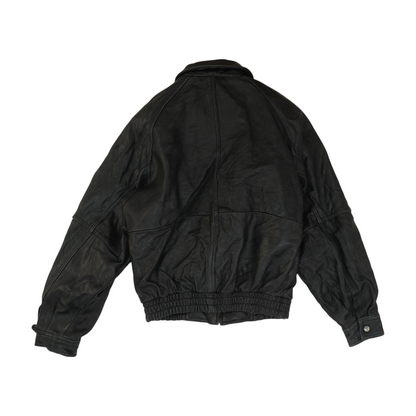Black Solid Leather Jacket