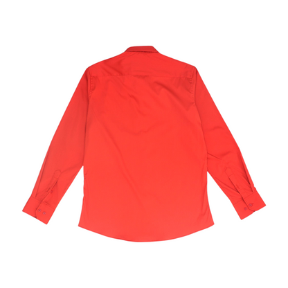 Red Solid Long Sleeve Button Down