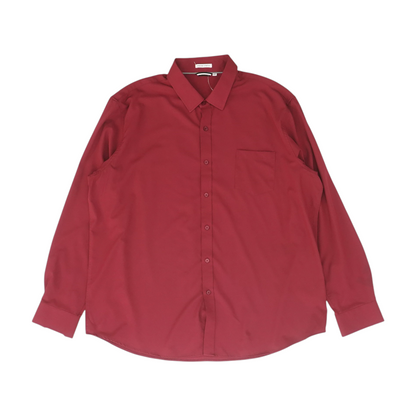 Red Solid Long Sleeve Button Down