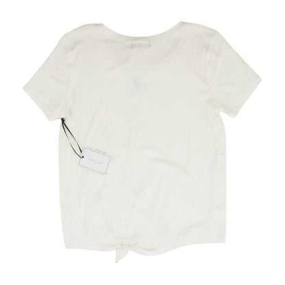 White Solid Crewneck Knit Top