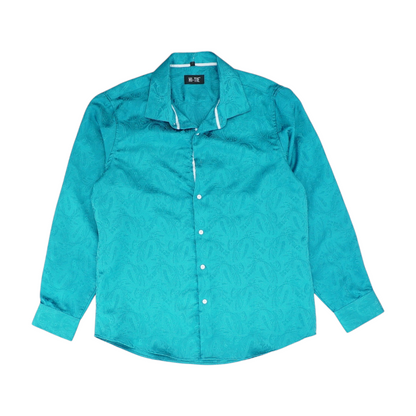 Teal Paisley Long Sleeve Button Down