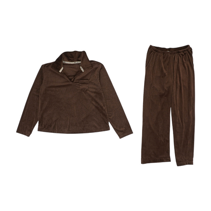 Brown Solid Pant Set