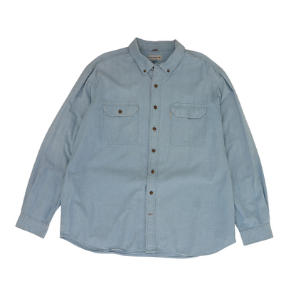 Blue Tall Solid Long Sleeve Button Down