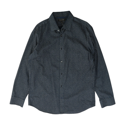 Navy Print Long Sleeve Button Down
