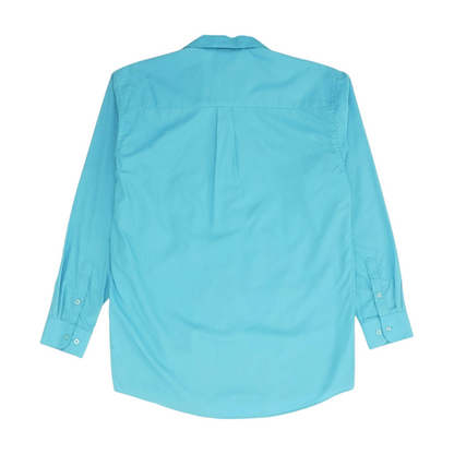 Turquoise Solid Long Sleeve Button Down