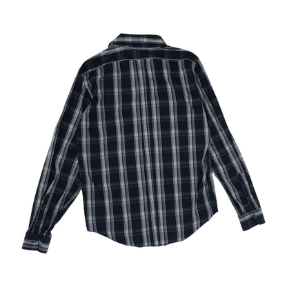Navy Plaid Long Sleeve Button Down