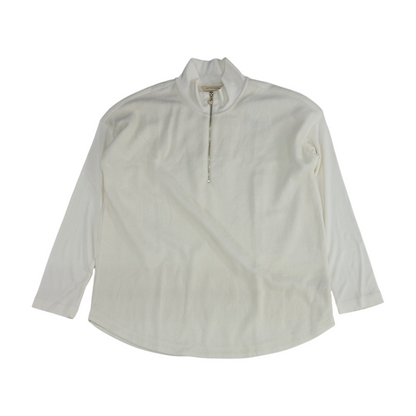 Ivory Petite Solid 1/4 Zip Pullover