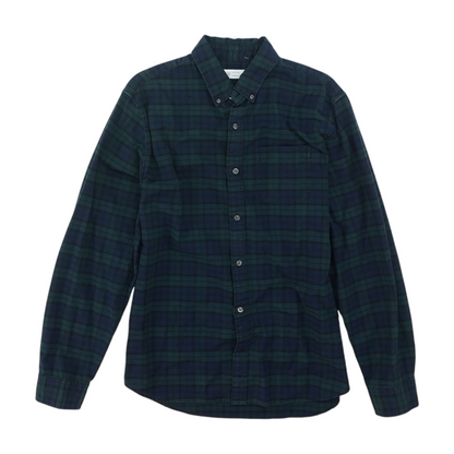 Navy Plaid Long Sleeve Button Down