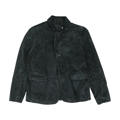 Charcoal Solid Leather Jacket