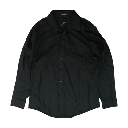 Black Solid Long Sleeve Button Down