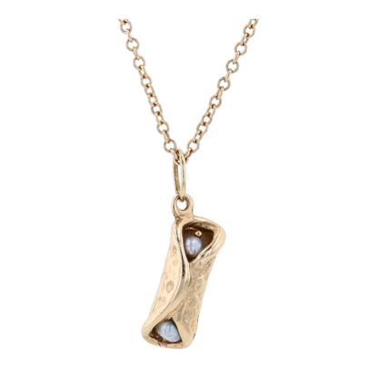 14K Yellow Gold Cultured Pearl Pendant Necklace