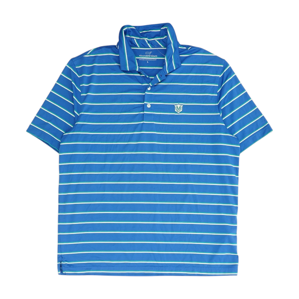 Vineyard Vines Blue Striped Short Sleeve Polo – Image 1