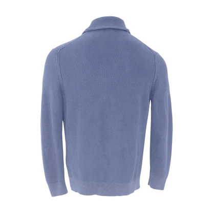 Blue Solid Cardigan Sweater