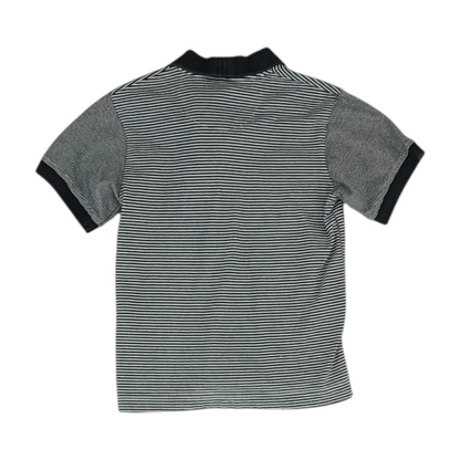 Navy Striped Short Sleeve Polo