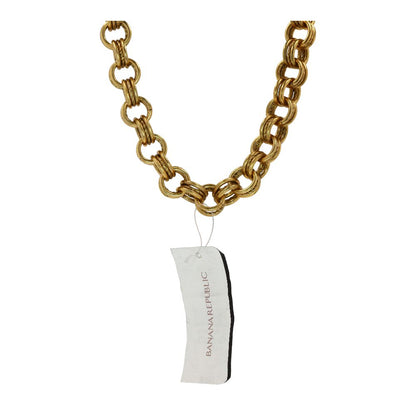 Gold Tone Interlocking Chain With Blue Stone Pendant Necklace