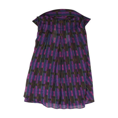 Purple Graphic Sleeveless Blouse