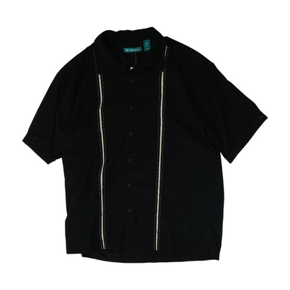Black Solid Short Sleeve Button Down