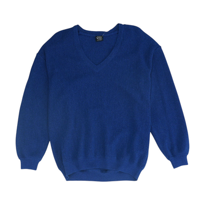 Blue Solid Pullover Sweater