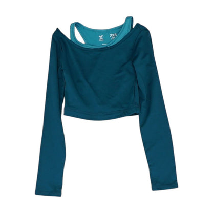 Teal Color Block Long Sleeve Blouse