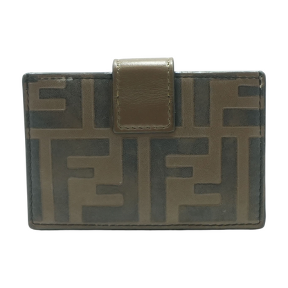 Brown/Black FF Embossed Leather Gusseted Card Holder