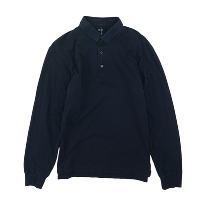 Navy Solid Long Sleeve Polo