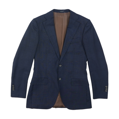 Navy Long Plaid Sport Coat