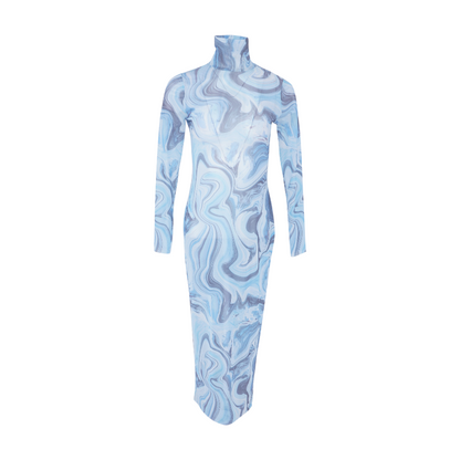 Blue Print Midi Dress